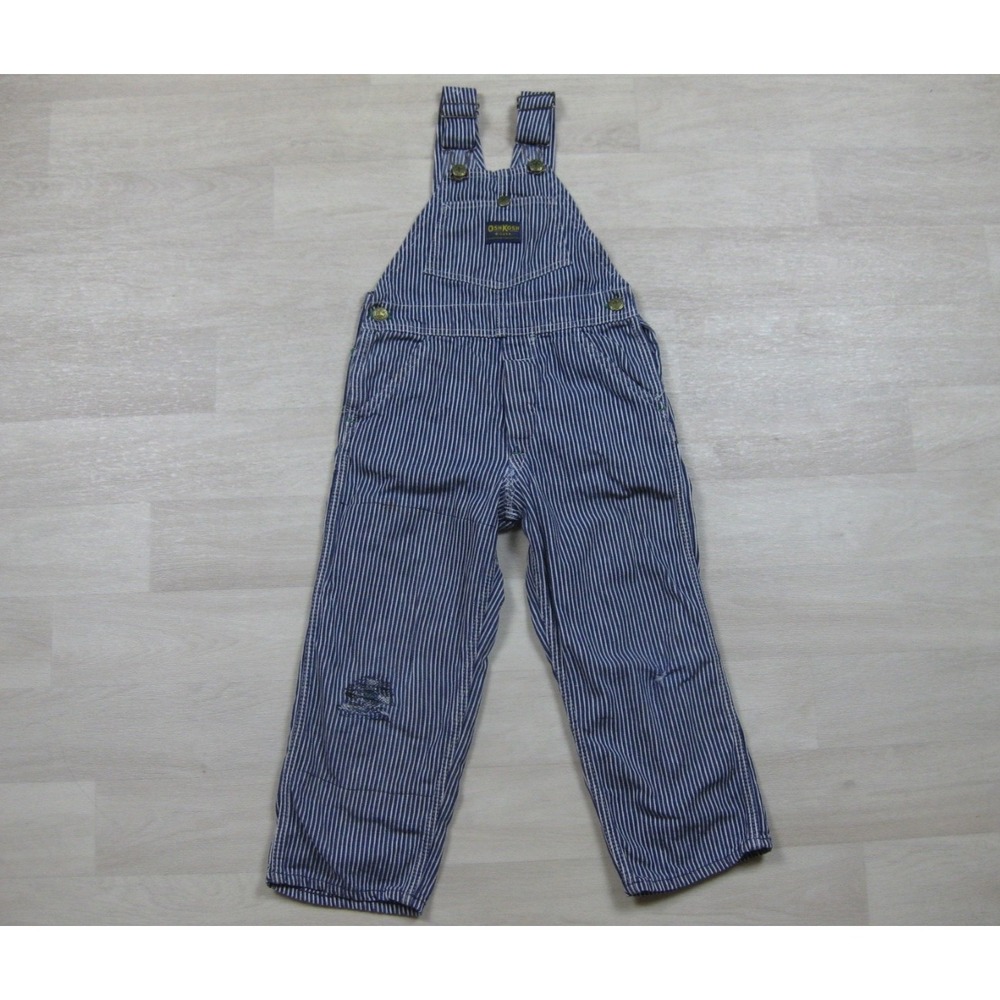 Vintage 70s OshKosh Vestbak Overalls Kids‎ (5) Denim Railroad Stripe USA Made